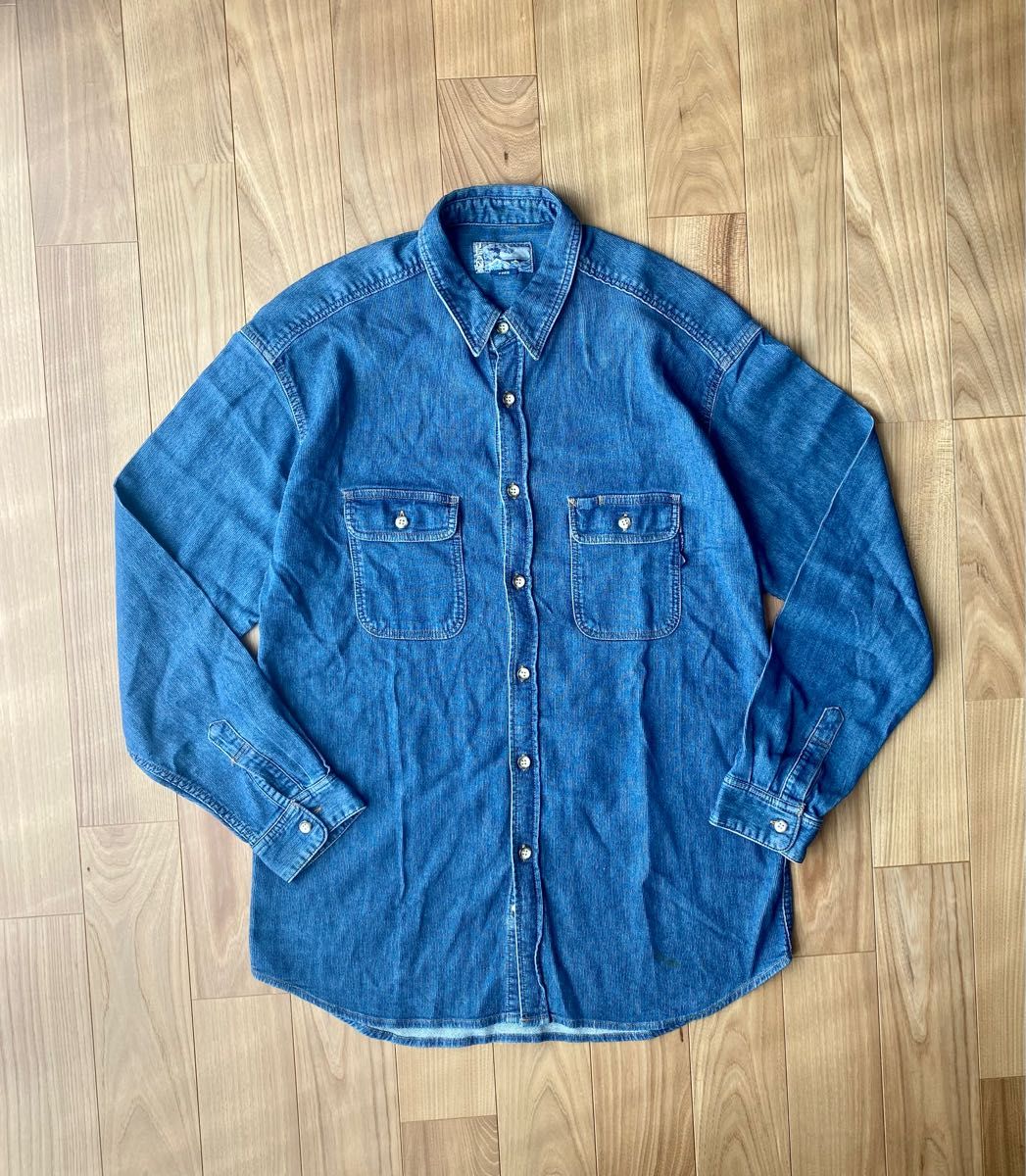 90s KENZO JEANS デニムシャツ 北斎タグ ゆるだぼ ヴィンテージ DENIM 長袖シャツ 刺繍