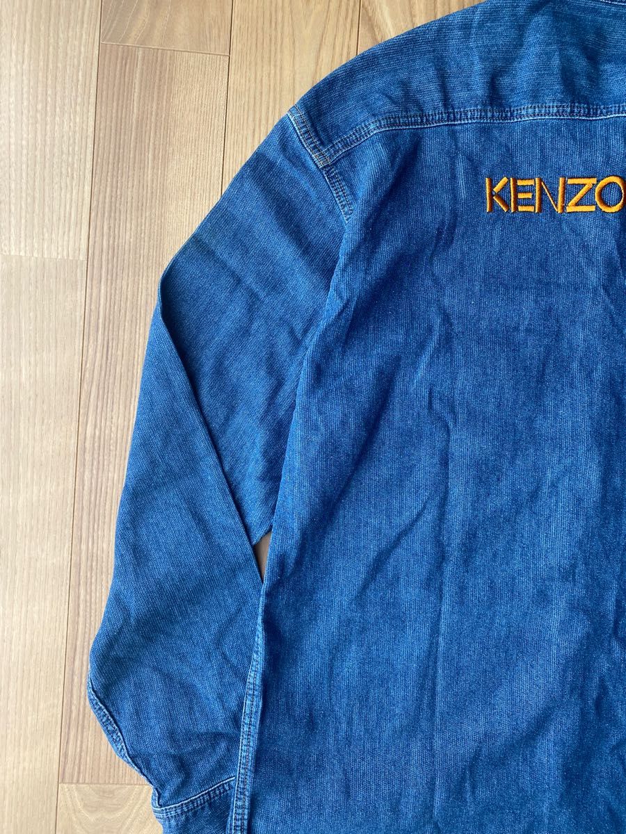 90s KENZO JEANS デニムシャツ 北斎タグ ゆるだぼ ヴィンテージ DENIM 長袖シャツ 刺繍