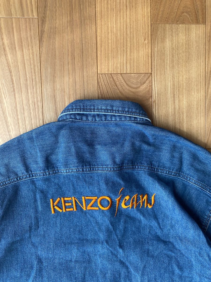 90s KENZO JEANS デニムシャツ 北斎タグ ゆるだぼ ヴィンテージ DENIM 長袖シャツ 刺繍