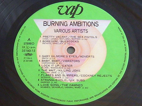 《新品同様》V.A. Burning Ambitions 1986 JAPAN Orig.LP Vap 35160-15 SEX PISTOLS BUZZCOCKS COCKNEY REJECTS DAMNED DISCHARGE CHAOS UK_画像5