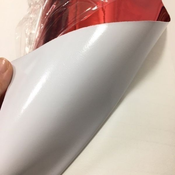 カーラッピングシート クロームメッキ レッド 赤 保護フィルム付き 縦x横 A4(21cmx30cm) SHI02 鏡面 外装 耐熱 耐水 DIY_画像3