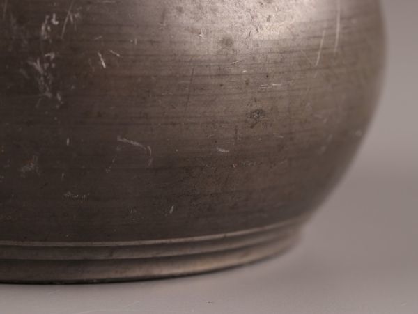 中国古玩 唐物 煎茶道具 古錫造 建水 こぼし 在印 時代物 極上品 初だし品 C1118_画像5