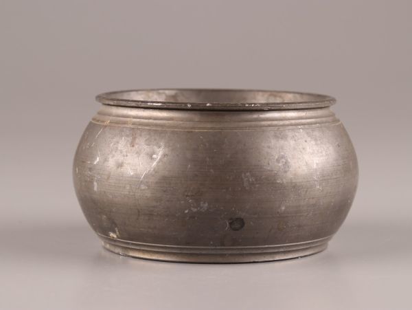 中国古玩 唐物 煎茶道具 古錫造 建水 こぼし 在印 時代物 極上品 初だし品 C1118_画像2