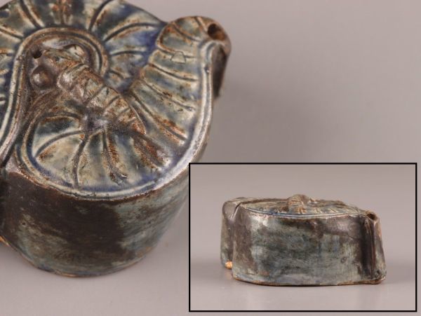 古美術 朝鮮古陶磁器 李朝 瑠璃 書道具 水滴 時代物 極上品 初だし品 C1246