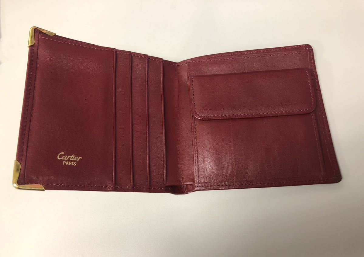 Cartier マストライン 2つ折り財布 定番 ボルトー 赤 2Cロゴ_画像3