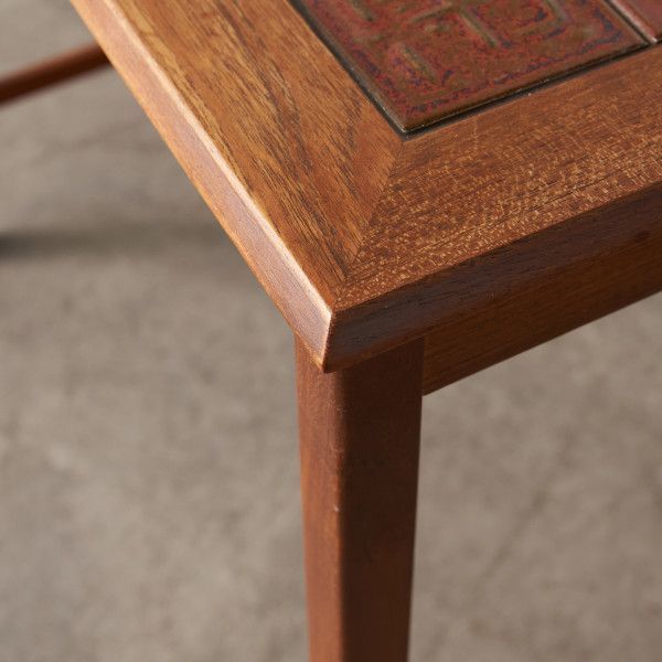IZ69820N★デンマーク ヴィンテージ タイルトップ ネストテーブル チーク 木製 3連 飾り台 北欧 ビンテージ サイドテーブル ローテーブル_画像3