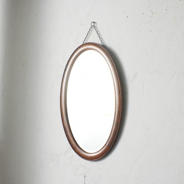 IZ71376F* Britain antique oak natural wood wall mirror ornament mirror Classic oval mirror looking glass wooden display west . England 