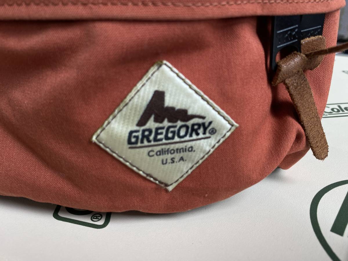 *GREGORY Gregory canvas cloth waist bag belt bag body bag diagonal .. orange Brown used