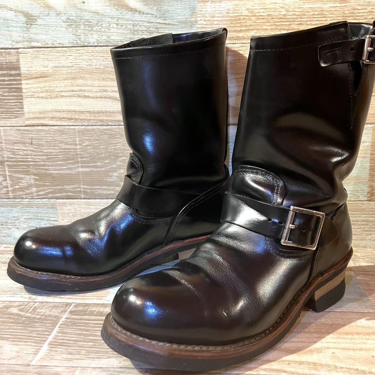 RED WING レッドウィング エンジニアブーツ 2268 US 7 1/2 D 25.5cm程 ブラック 黒 ヴィンテージ ブラッククローム 艶あり スチールトゥ_画像1