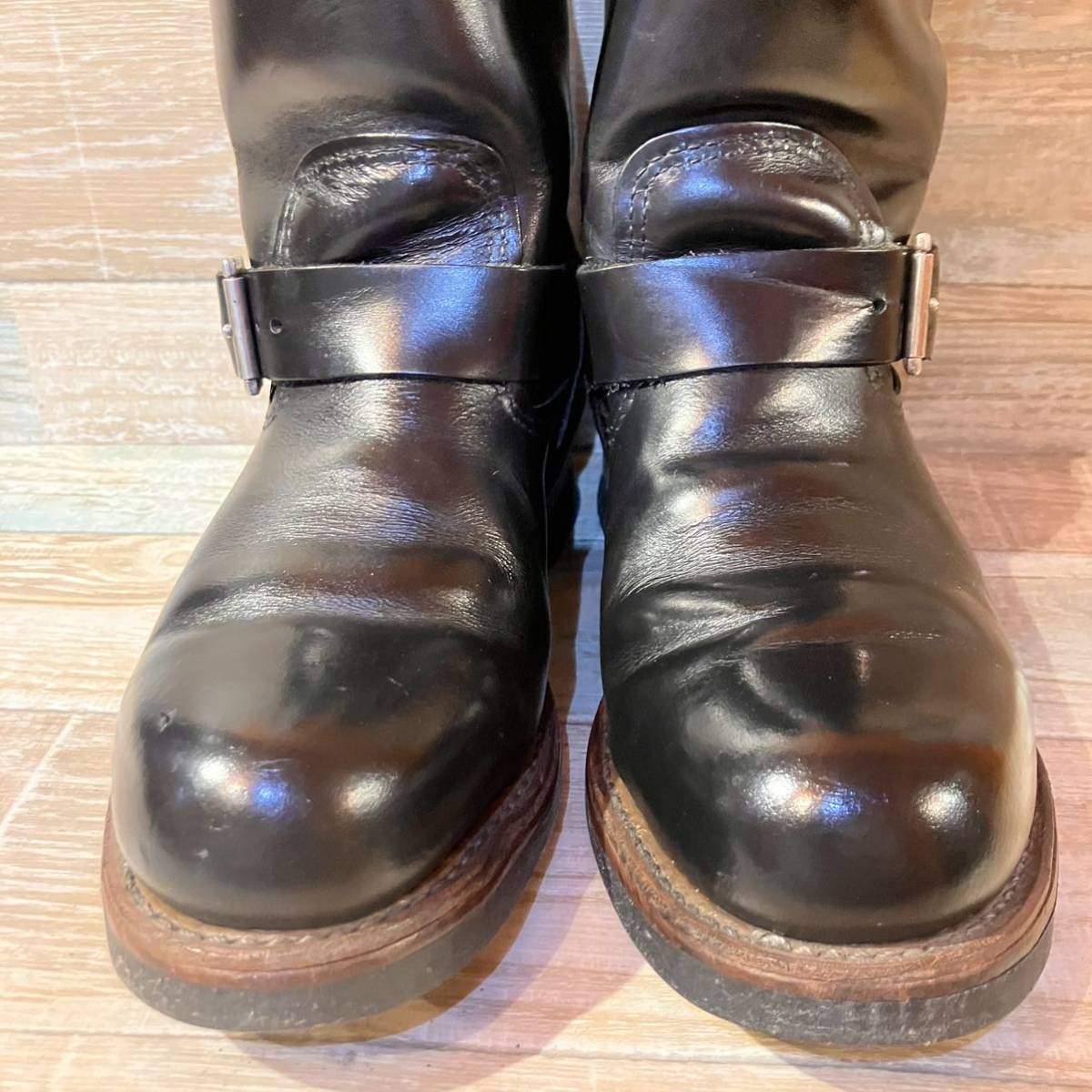 RED WING レッドウィング エンジニアブーツ 2268 US 7 1/2 D 25.5cm程 ブラック 黒 ヴィンテージ ブラッククローム 艶あり スチールトゥ_画像3