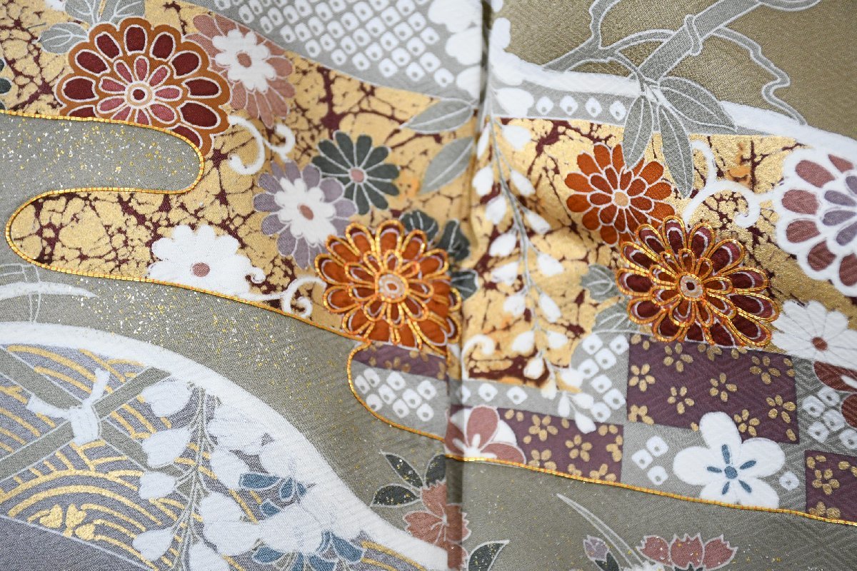  color tomesode wedding ... house . chrysanthemum autumn . writing remake material length 162cm sleeve length 65cm * kimono e-666 Sakura garden . clothes shop 