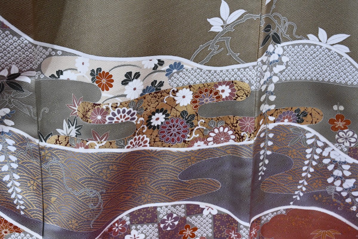  color tomesode wedding ... house . chrysanthemum autumn . writing remake material length 162cm sleeve length 65cm * kimono e-666 Sakura garden . clothes shop 