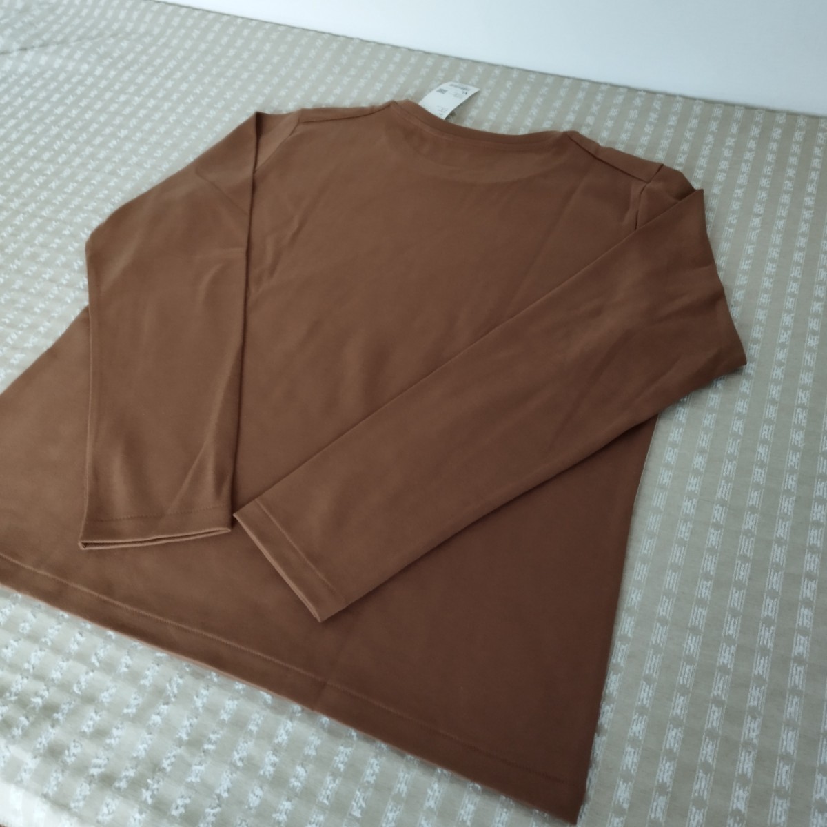 未使用 タグ付 ユニクロ UNIQLO スムースストレッチコットンクルーネックT 長袖 Tシャツ 大きいサイズ XL 35brown●ネコポス送料無料_画像5