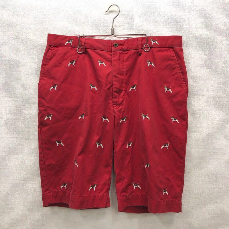 EH004】POLO by Ralph Lauren W36 刺繍チノハーフパンツ レッド EH004】POLO by Ralph Lauren W36 刺繍チノハーフパンツ レッド