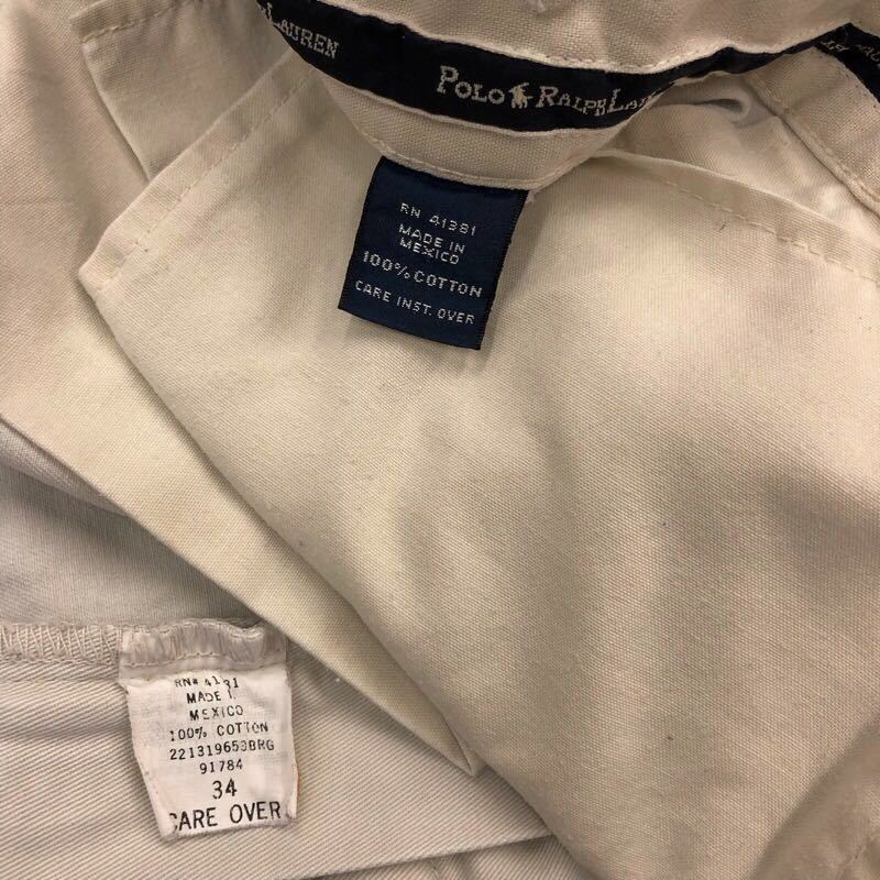 【EH166】POLO RALPH LAUREN W34 ツータック チノハーフパンツ ライトベージュ ブランド古着 ポロ ラルフローレン ショートパンツ 送料無料