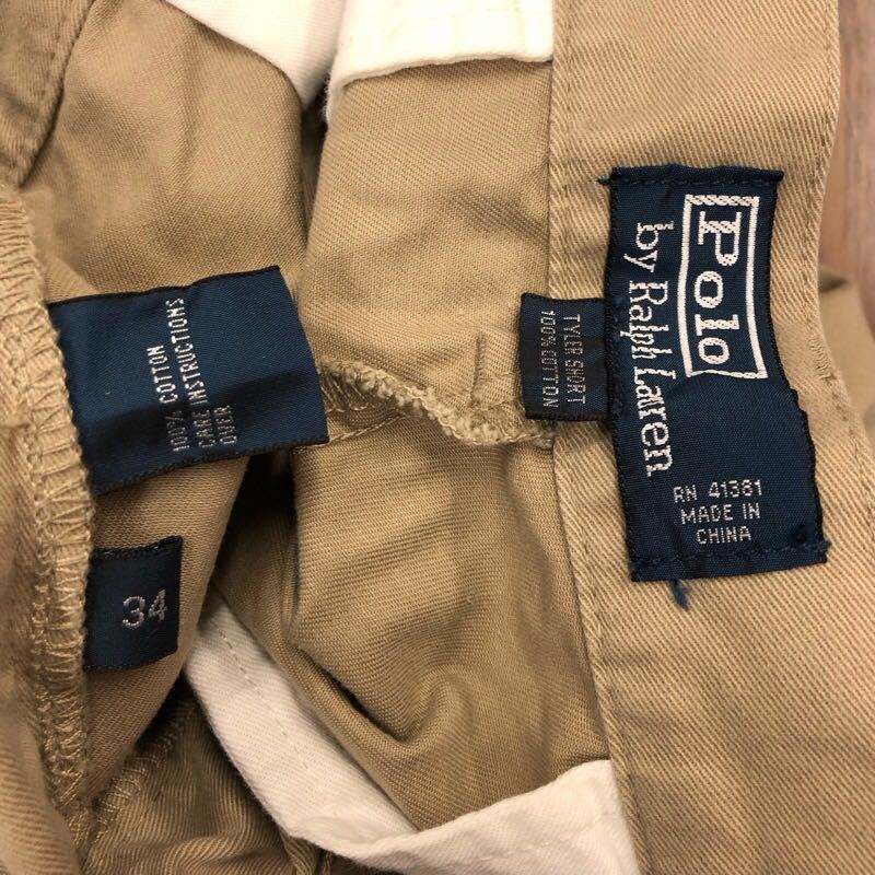 【EH236】POLO by Ralph Lauren W34 ツータック チノハーフパンツ ベージュ ブランド古着 ポロ ラルフローレン ショートパンツ 送料無料