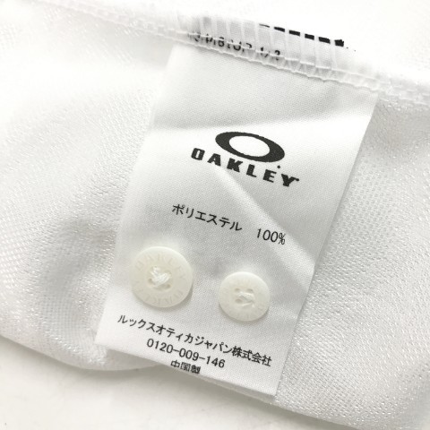 OAKLEY オークリー 半袖ポロシャツ ボタンダウン スカルタグ 総柄 ホワイト系 M [240101007426] ゴルフウェア メンズ_画像6