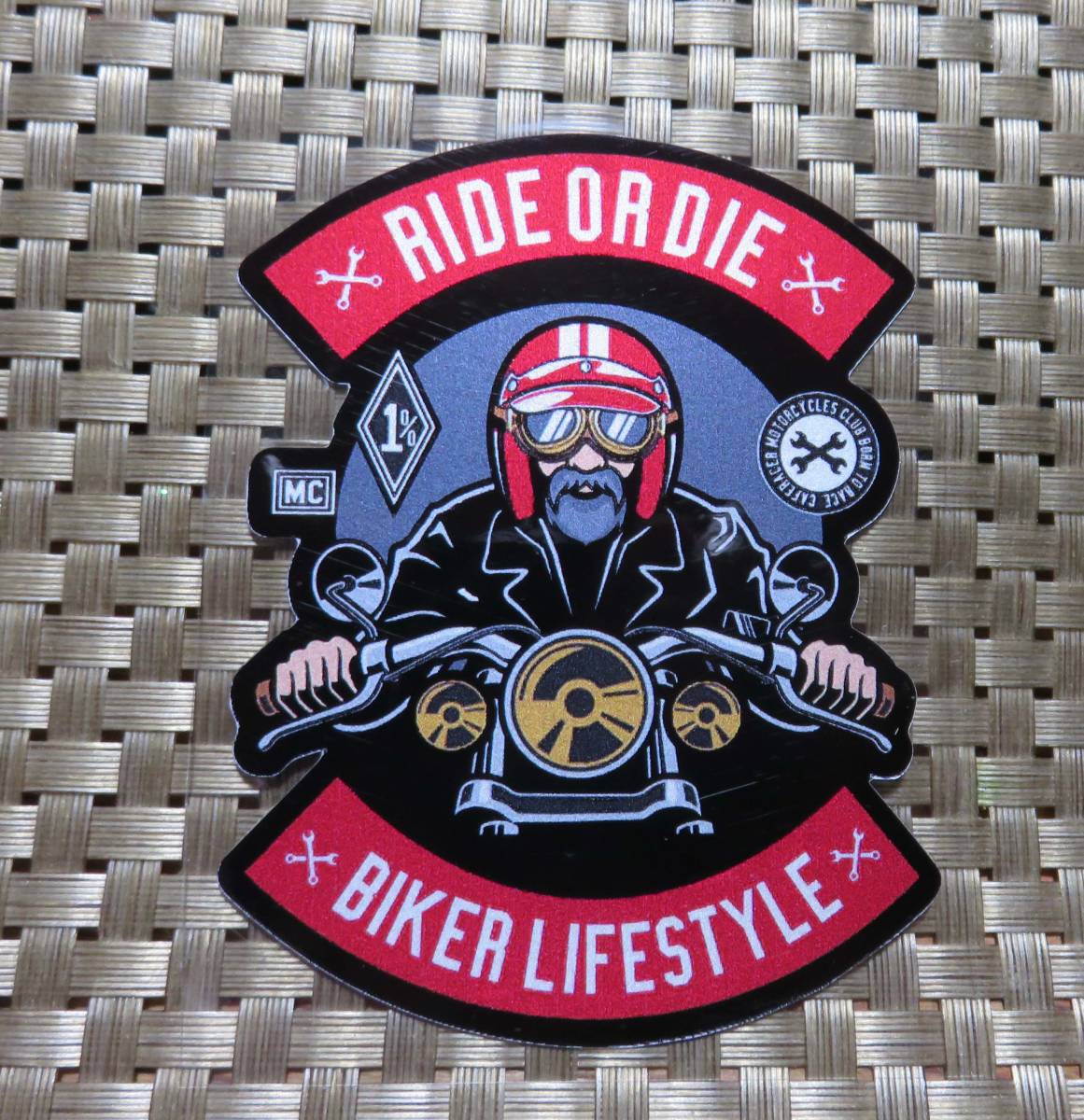 叔父ライダーST新品 ◇ヒゲおじさんRIDE OR DIE　BIKER LIFESTYLE　オイル　ガソリン　ステッカー　シール防水◆アメリカUS　大型バイク