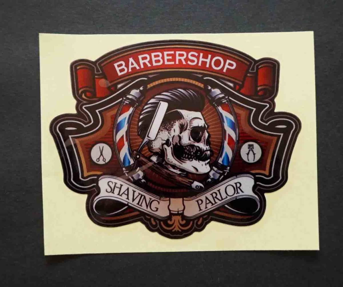 NW■ST髑髏リーゼント◎新品◇理容室　床屋　散髪　髭剃り カット　BARBER　shop　shaving　parlorアメリカ VINTAGE RETRO　ステッカー激渋_画像2