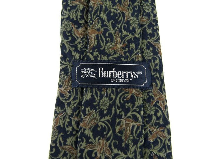  Burberry z общий рисунок botanikaru рисунок маленькая птица высококлассный шелк бренд галстук мужской темно-синий хорошая вещь Burberrys