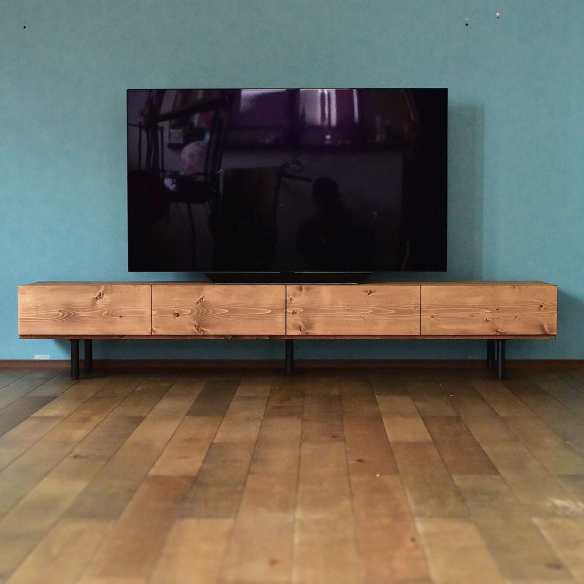 1台限定 直ぐ発送 】テレビボード200㎝ミディアムブラウン色 鉄 1台限定 直ぐ発送 】テレビボード200㎝ミディアムブラウン色 鉄
