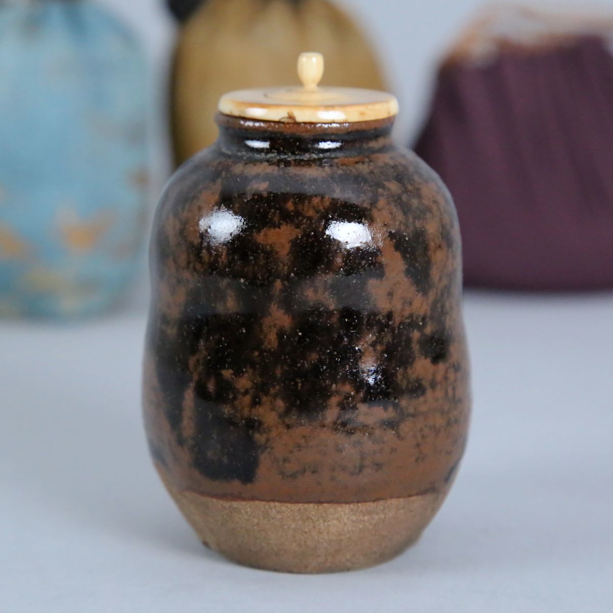 古作 古瀬戸 茶入 箱付 茶道具-