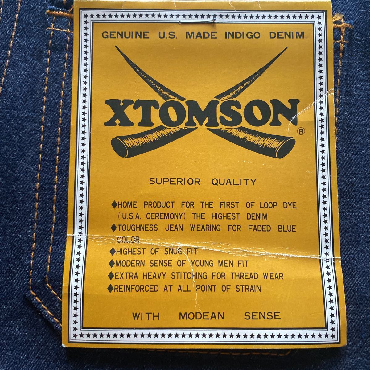 送料無料 当時物 未使用ジーンズ【X TOMSON W28】1970年代製造　デッドストック　ブーツカット_画像2