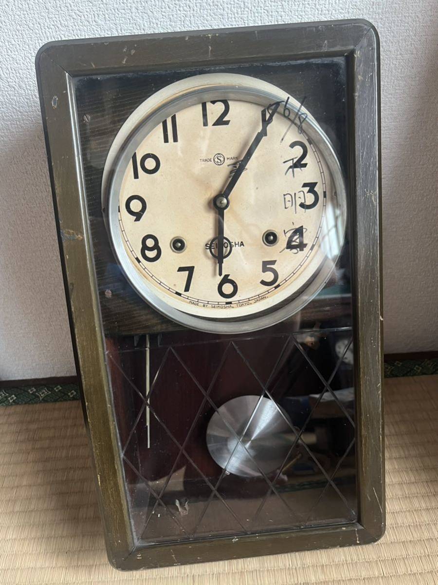 昭和レトロ 精工舎 SEIKOSHA ゼンマイ 柱時計 振り子時計 掛時計 古
