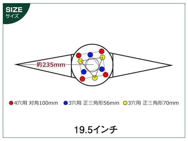 一文字型 ホイールスピンナー ウロコ 19.5インチ 3穴 4穴 対応 左右セット 外装 トラック パーツ デコトラ カスタム_画像5