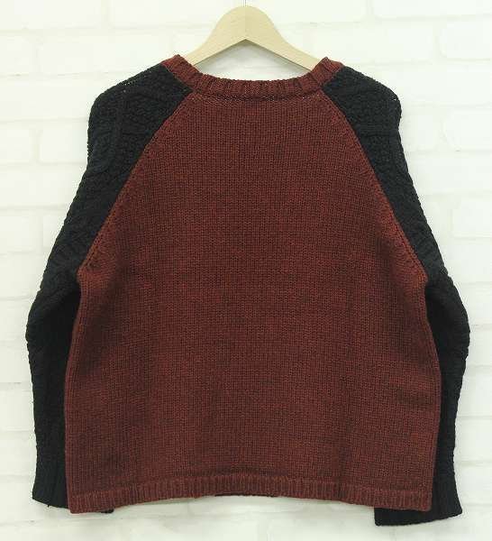 2T1521■SUNSEA 2tone Fisherman sweater サンシー 2トーン フィッシャーマンセーター_画像2