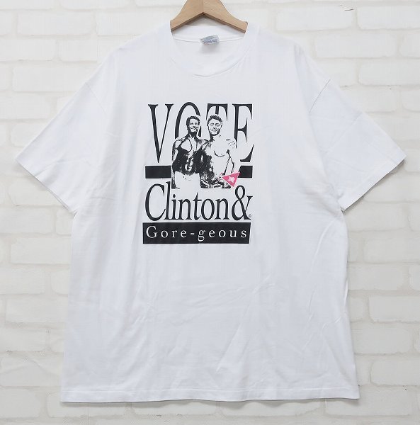 4T9531■クリックポスト対応■90s クリントン&ゴア 半袖Tシャツ HANESボディ_画像1