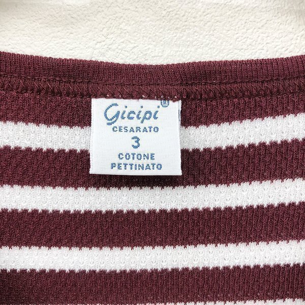 4T6314■未使用品 ジチピ 半袖VネックボーダーワッフルTシャツ イタリア製 gicipi_画像3