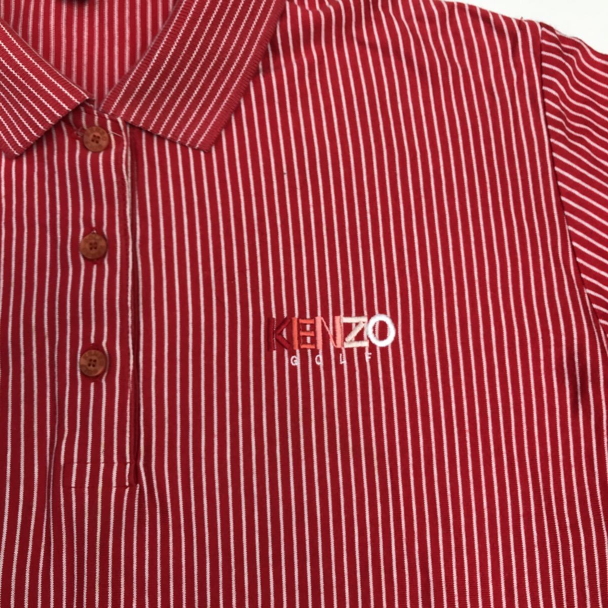 KENZO GOLF ケンゾーゴルフ　長袖ポロシャツ　ストライプ柄　日本製　レディース　サイズ2 M 28-187a_画像3