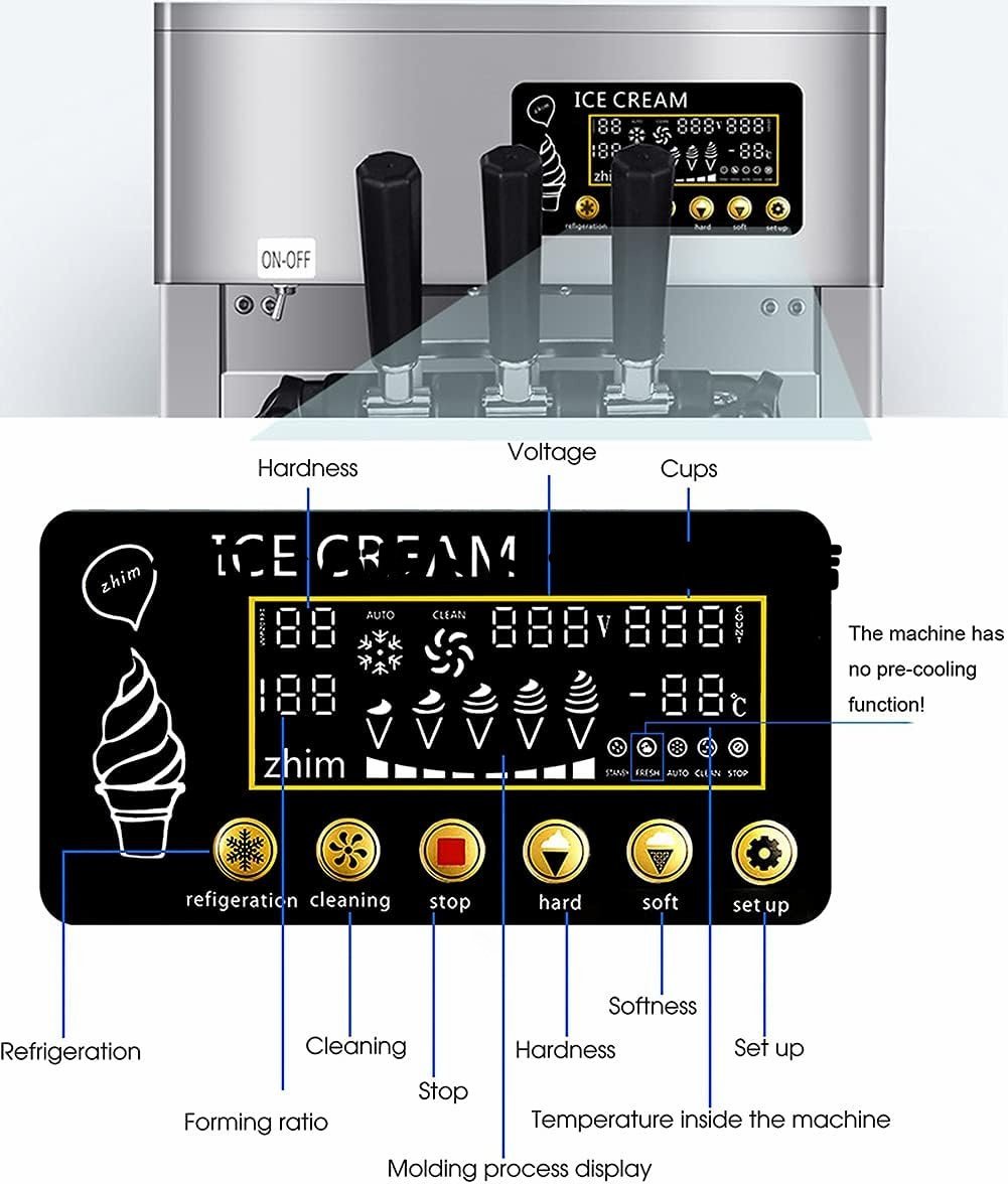 推薦作 業務用カウンタートップアイスクリームマシン 110V/1200W 3フレーバー 2ホッパー 16-18L オートクリーン LEDディスプレイ S1138_画像8