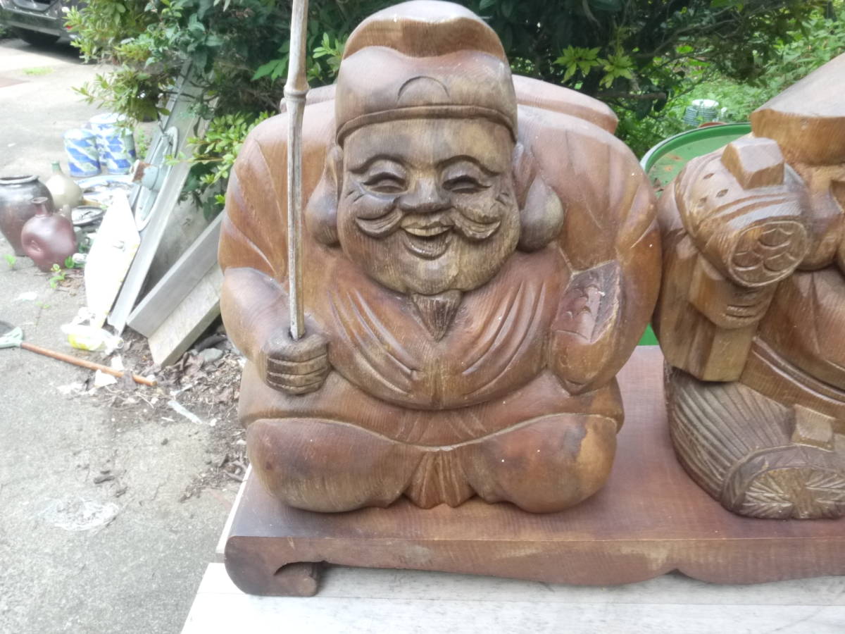 セール30％OFF 七福神の恵比寿様 彫刻 オブジェ 仏像 木彫り お面