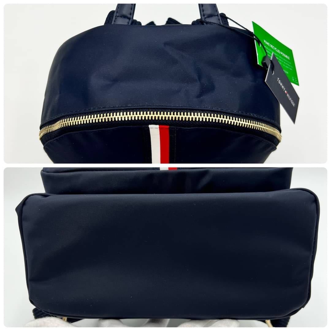 【新品 未使用】TOMMY HILFIGER トミーヒルフィガー バックパック 紺 トリコロール リュック ゴールド金具 ロゴ 完売品 ネイビー