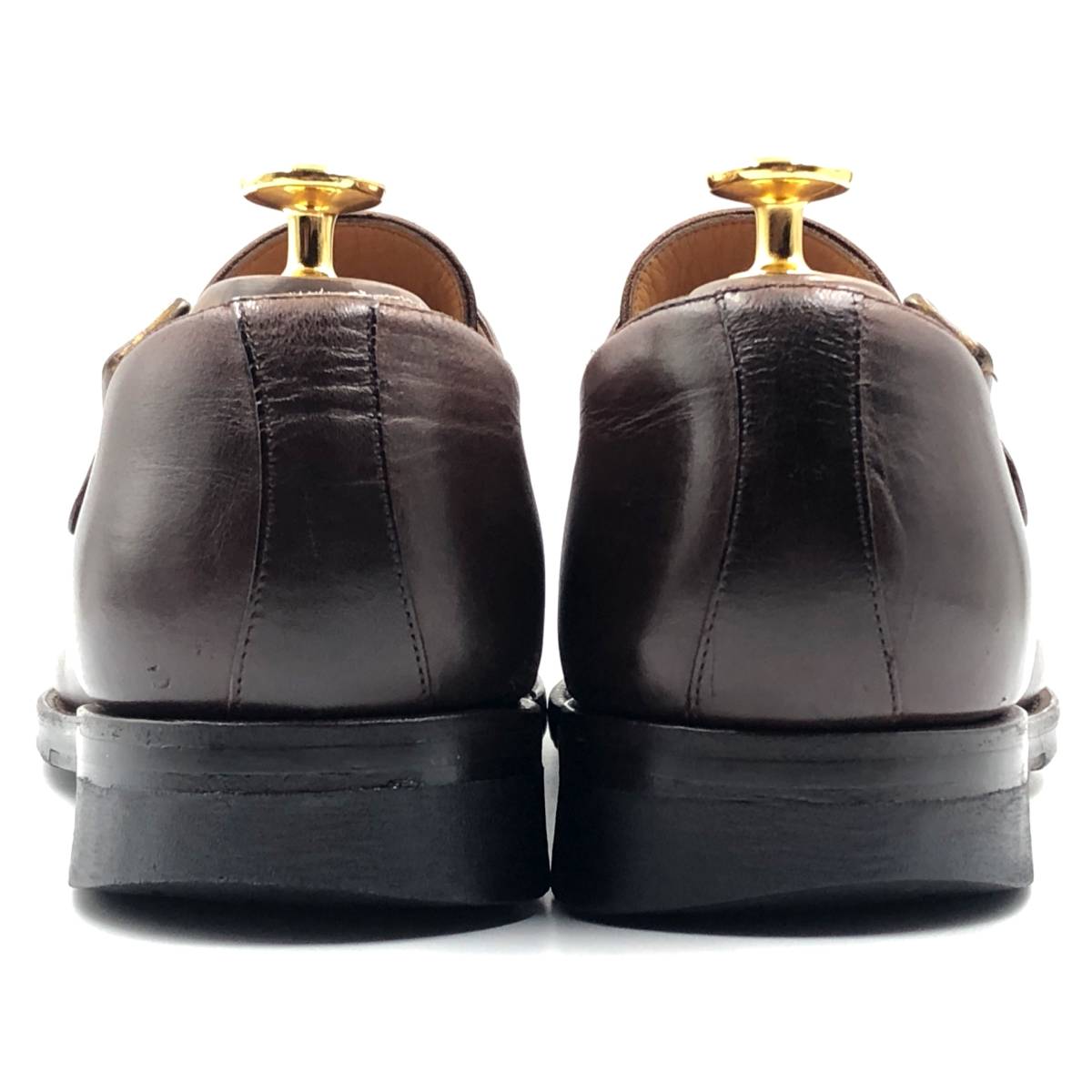 即決 YANKO ヤンコ 25.5cm 7.5 36861 メンズ レザーシューズ モンクストラップ 茶 ブラウン 革靴 皮靴 ビジネスシューズ_画像4