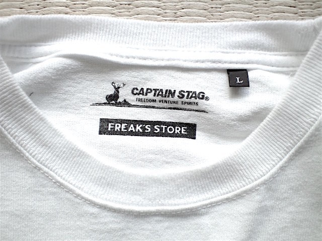 即決 Lサイズ 白 フリークスストア別注 ビックシルエット CAPTAIN STAG マックスウェイト 肉厚 Tシャツ サイドポケット