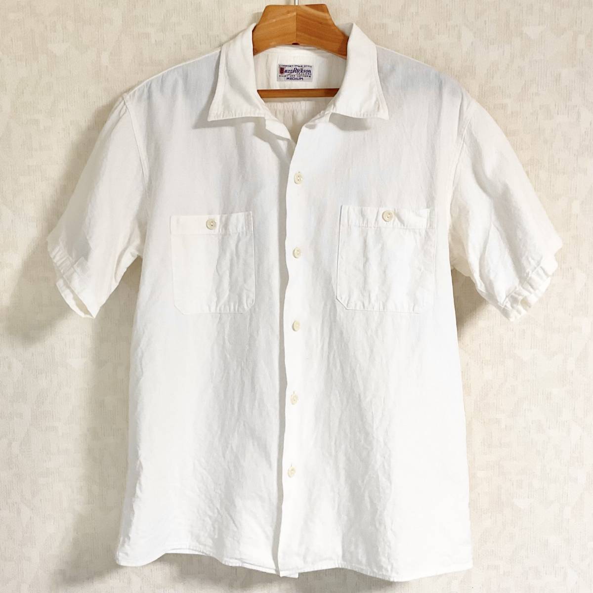 BUZZ RICKSON'S シャンブレーシャツ / 半袖  開襟/オフホワイト/サイズM   W118の画像2