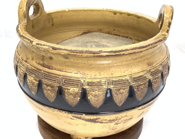 旧家蔵出饕餮紋火鉢瓶掛直径30cm 高さ26cm 時代手炙中国美術古玩