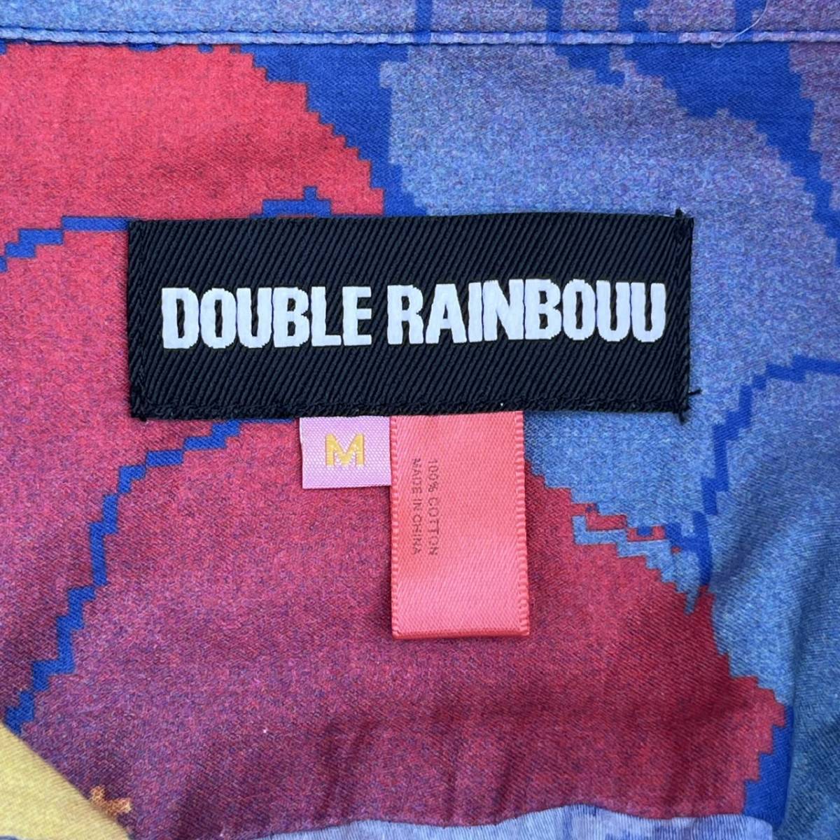 DOUBLE RAINBOUU ダブルレインボー Mサイズ 総柄 柄シャツ 半袖 シャツ 開襟シャツ_画像5