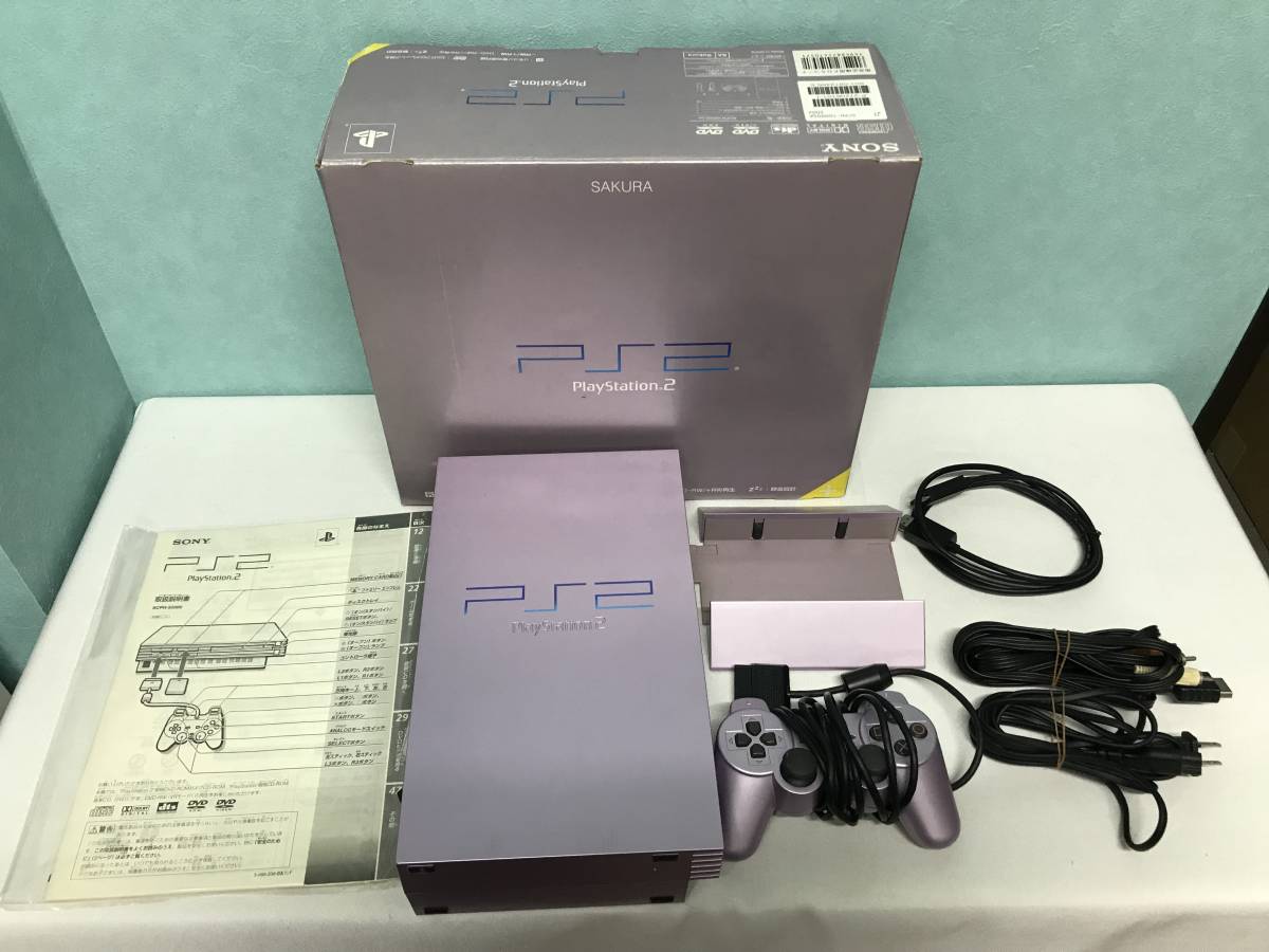 234/ PlayStation2 SAKURA SCPH-50000SA 本体 通電のみ確認品 スタンド付き 現状品 プレステ２
