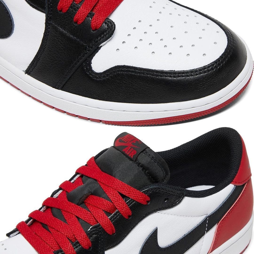 ☆NIKE AIR JORDAN 1 RETRO LOW OG BLACK TOE 白/黒/赤 26.5cm ナイキ エア ジョーダン 1 レトロ ロウ オージー つま黒 CZ0790-106_画像6