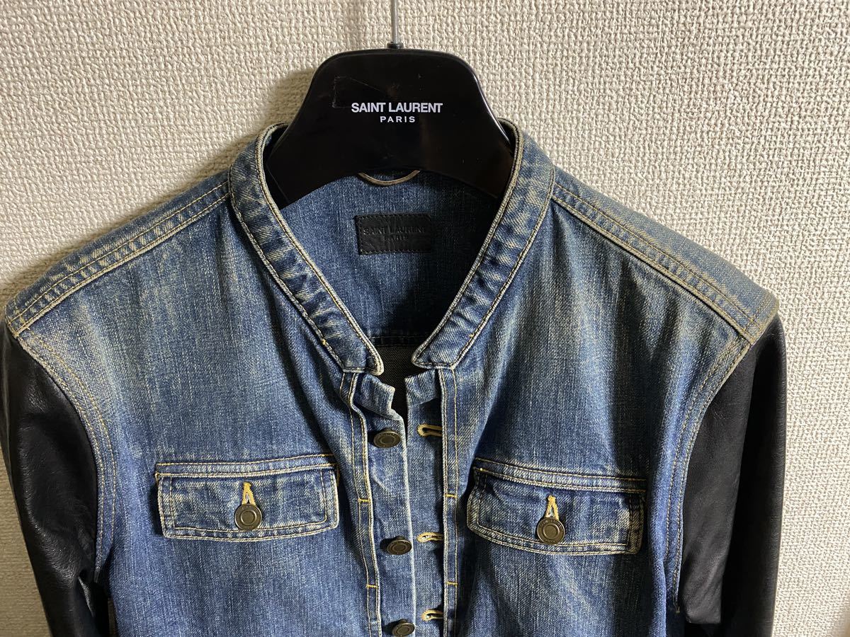 サンローランパリ 13ss デニムジャケット レザー　エディ期　saint laurent paris