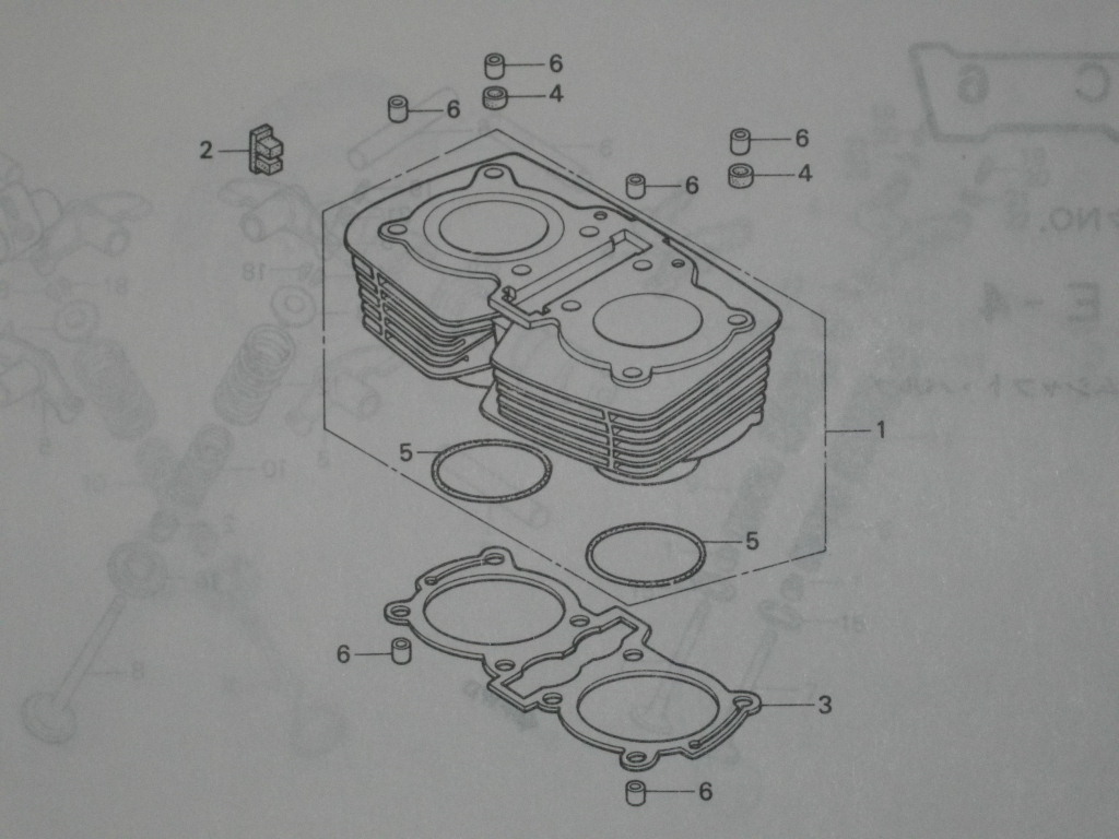 エンジン腰上フルセット Ｈｗ02 CB400TホークⅡ CB400NホークⅢ CB400DスーパーホークⅢ NC04 ホンダ 純正新品_3番、4番、5番