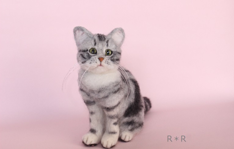 R＊R 羊毛フェルト 猫 アメリカンショートヘア 子猫 アメショー