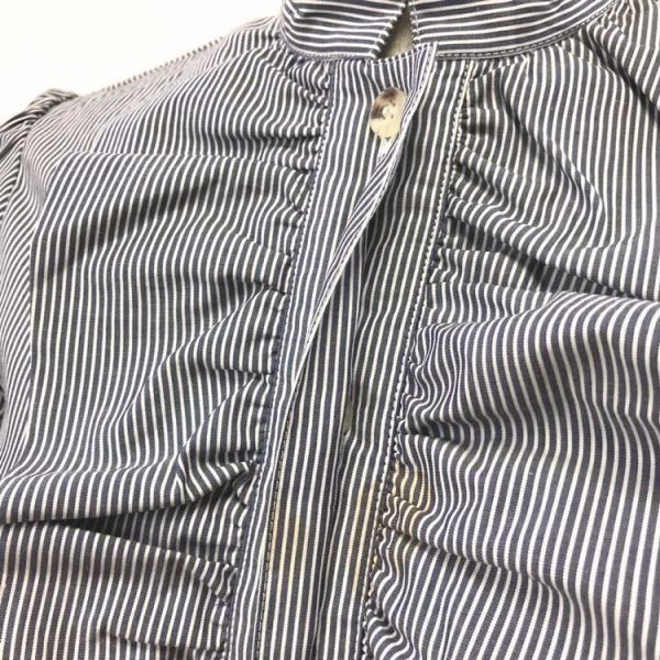 # A.P.C.a-*pe-*se- shirt One-piece short sleeves navy One-piece white stripe size S Poland made lady's c1226K39
