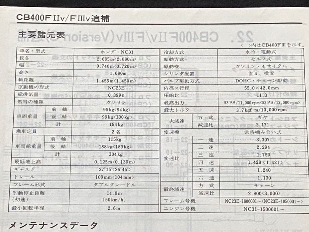 送料無料 CB400SF NC31 全モデル 追補版 サービスマニュアル