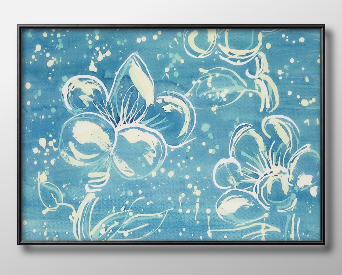 12220# free shipping!! art poster picture A3 size [ underwater flower flower sea bottom ] illustration Northern Europe mat paper 