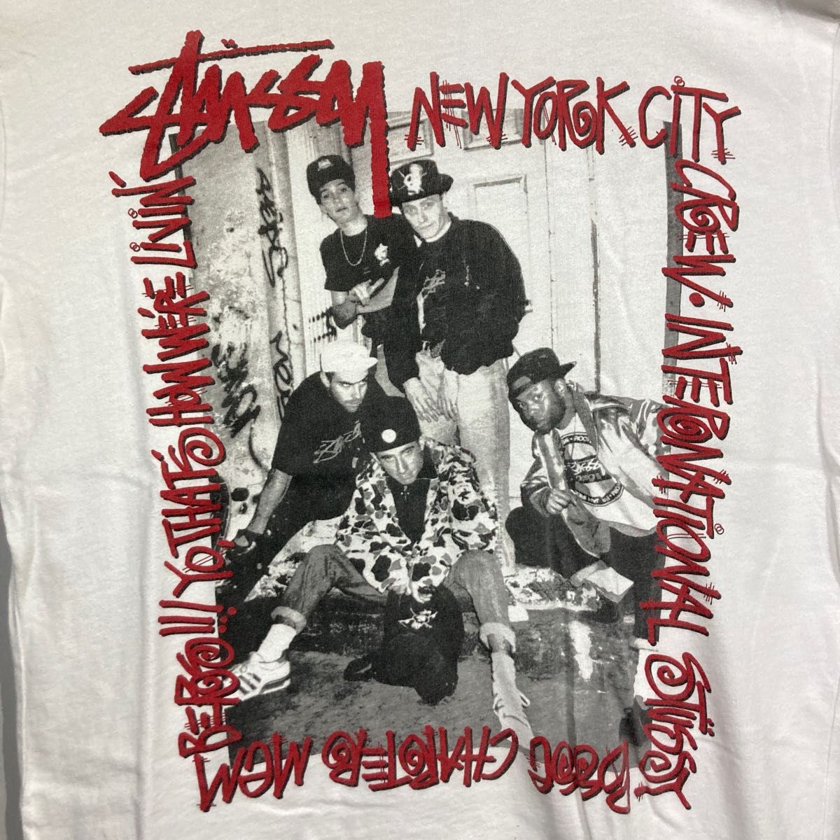 人気希少【90s★vintage】old stussy オールドステューシー ビッグプリント B系 半袖tシャツ ホワイト L